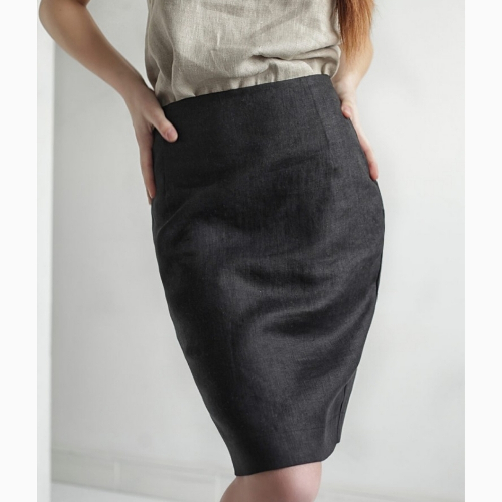 Linen Handmade Studio Pencil Skirt
